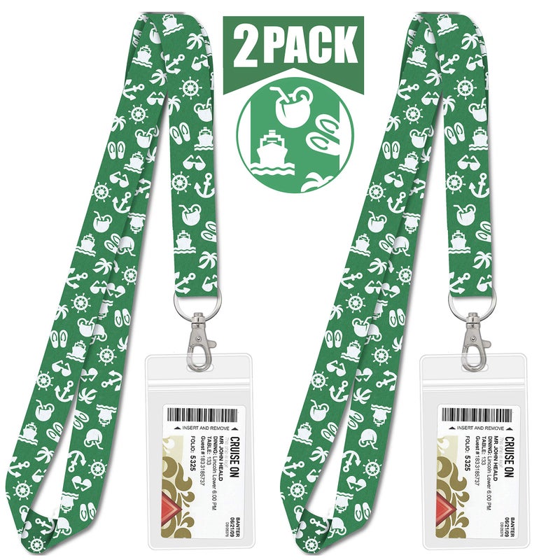 Cruise On Lanyards for Cruise Ship Cards (2-Pack) in 2026 & 2027, Cruise Lanyard with ID Holder, Detachable Key Card Badge & Waterproof Ship Card Holder (Emeral Sea Green) - Image 2